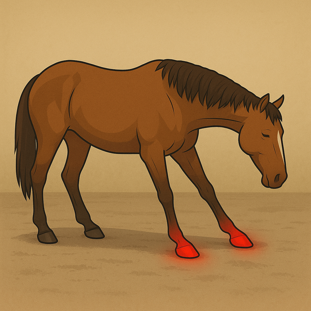 Hoefbevangen paard met hoefbescherming